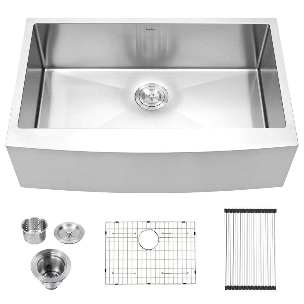 LORDEAR Commercial 15 Inch 16 Gauge 10 Inch Deep Small Drop In Undermout Stainless Steel Single Bowl Kitchen Sink Brushed Nickel Single Bar Sink
